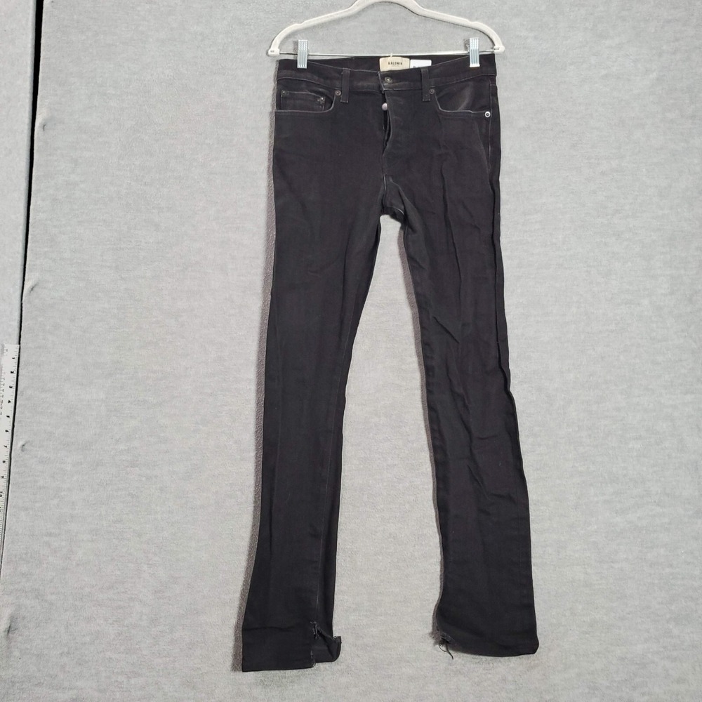 Baldwin Men Jeans 32x31 Black Denim Skinny Button Fly Made In USA Pockets READ